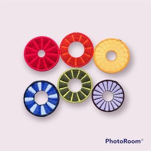 Handmade 10” circular rainbow wall hangings